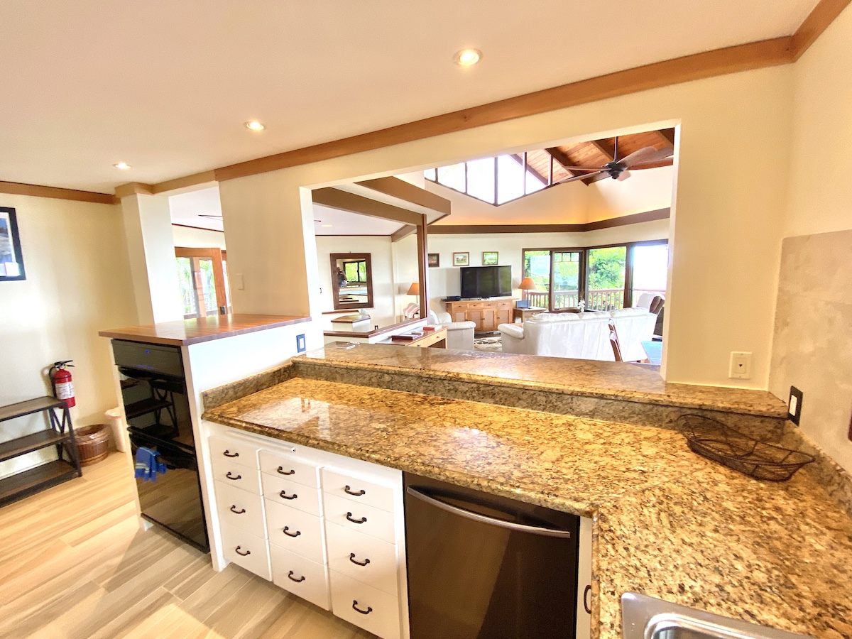 The kitchen looking south.